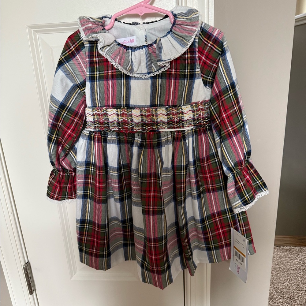 Plaid Long-Sleeve Dress with Ruffle Collar (✨NWT✨)